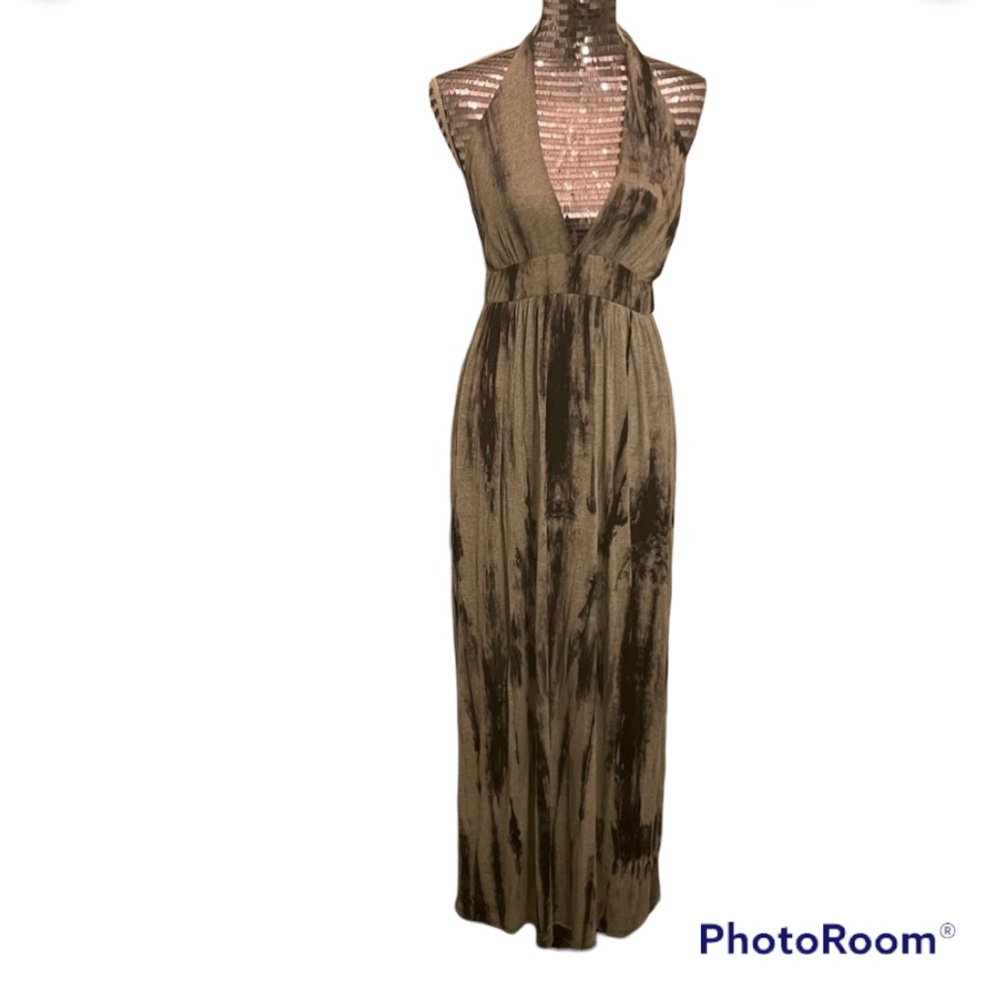 Elegant Brown Halter Maxi Dress